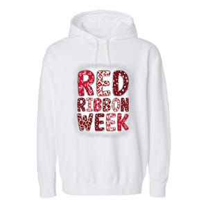 Red Ribbon Week Groovy Red Ribbon Awareness Garment-Dyed Fleece Hoodie