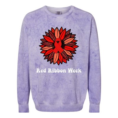 Red Ribbon Week Red Ribbon Sunflower Red Ribbon Week Colorblast Crewneck Sweatshirt