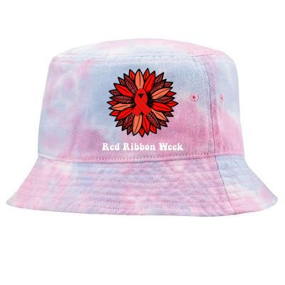 Red Ribbon Week Red Ribbon Sunflower Red Ribbon Week Tie-Dyed Bucket Hat