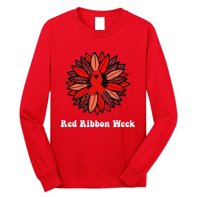 Red Ribbon Week Red Ribbon Sunflower Red Ribbon Week Long Sleeve Shirt