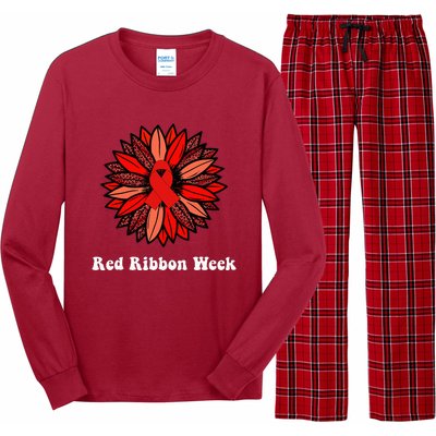 Red Ribbon Week Red Ribbon Sunflower Red Ribbon Week Long Sleeve Pajama Set