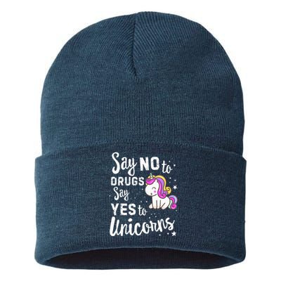 Red Ribbon Week Say No To Say Yes To Unicorns Unicorn Sustainable Knit Beanie