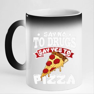 Red Ribbon Week Say No To Drugs Say Yes To Pizza 11oz Black Color Changing Mug