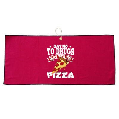 Red Ribbon Week Say No To Drugs Say Yes To Pizza Large Microfiber Waffle Golf Towel