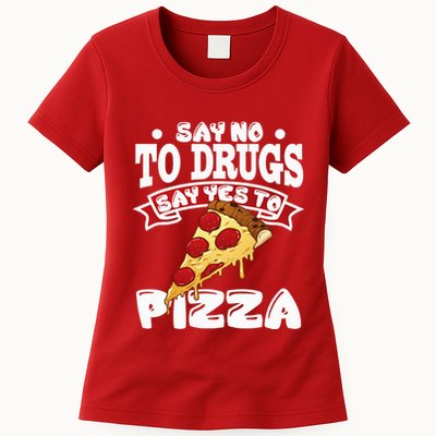 Red Ribbon Week Say No To Drugs Say Yes To Pizza Womens T-Shirt