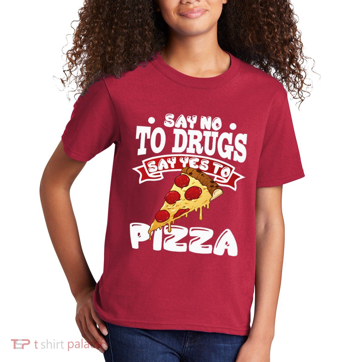 Red Ribbon Week Say No To Drugs Say Yes To Pizza Kids T-Shirt