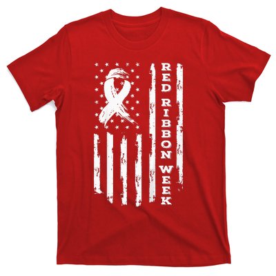 Red Ribbon Week American Flag Red Ribbon Week T-Shirt