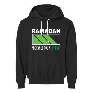 Ramadan Recharge Your I Fasting Muslim Ramadan Kareem Funny Gift Garment-Dyed Fleece Hoodie