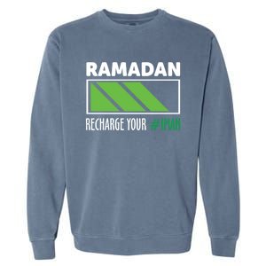 Ramadan Recharge Your I Fasting Muslim Ramadan Kareem Funny Gift Garment-Dyed Sweatshirt