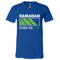 Ramadan Recharge Your I Fasting Muslim Ramadan Kareem Funny Gift V-Neck T-Shirt