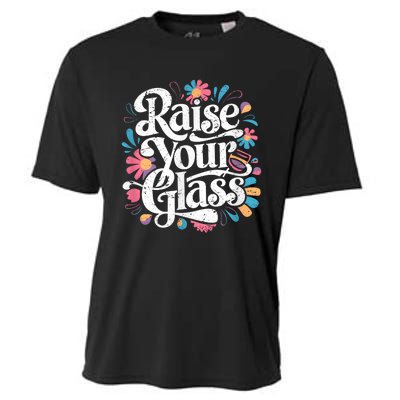 Retro Raise Your Glass Party Cheers Cooling Performance Crew T-Shirt