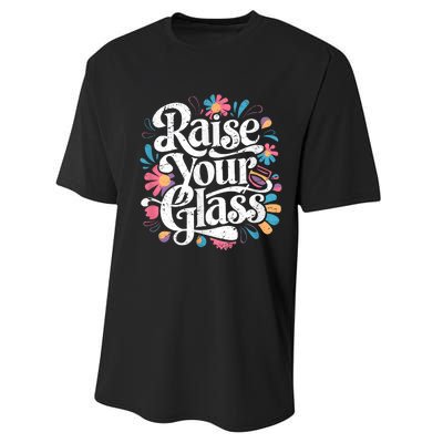 Retro Raise Your Glass Party Cheers Performance Sprint T-Shirt