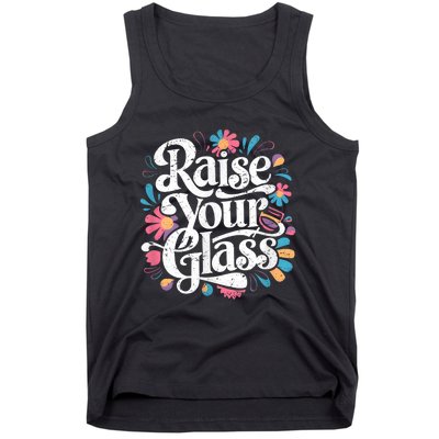 Retro Raise Your Glass Party Cheers Tank Top