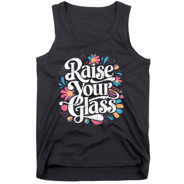 Retro Raise Your Glass Party Cheers Tank Top