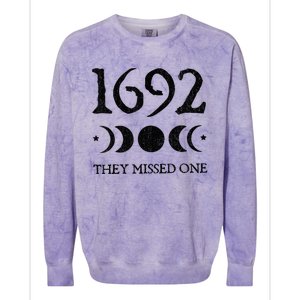 Retro Salem 1692 They Missed One Funny Moon Crescent Colorblast Crewneck Sweatshirt