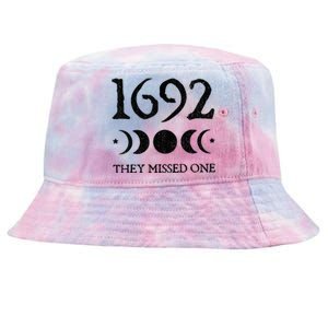 Retro Salem 1692 They Missed One Funny Moon Crescent Tie-Dyed Bucket Hat