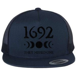 Retro Salem 1692 They Missed One Funny Moon Crescent Flat Bill Trucker Hat