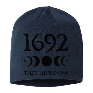 Retro Salem 1692 They Missed One Funny Moon Crescent Sustainable Beanie