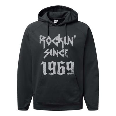 Rockin Since 1969 Classic Rock Year Of Birth Birthday Performance Fleece Hoodie