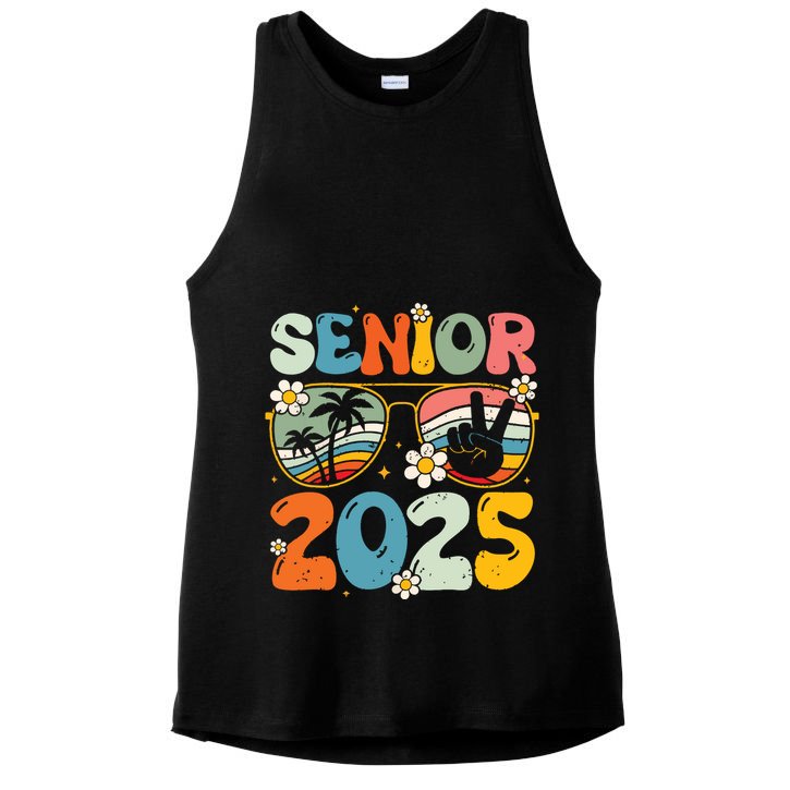Retro Senior 2025 Back To School Class Of 2025 Graduation Ladies PosiCharge Tri-Blend Wicking Tank