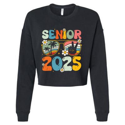 Retro Senior 2025 Back To School Class Of 2025 Graduation Cropped Pullover Crew