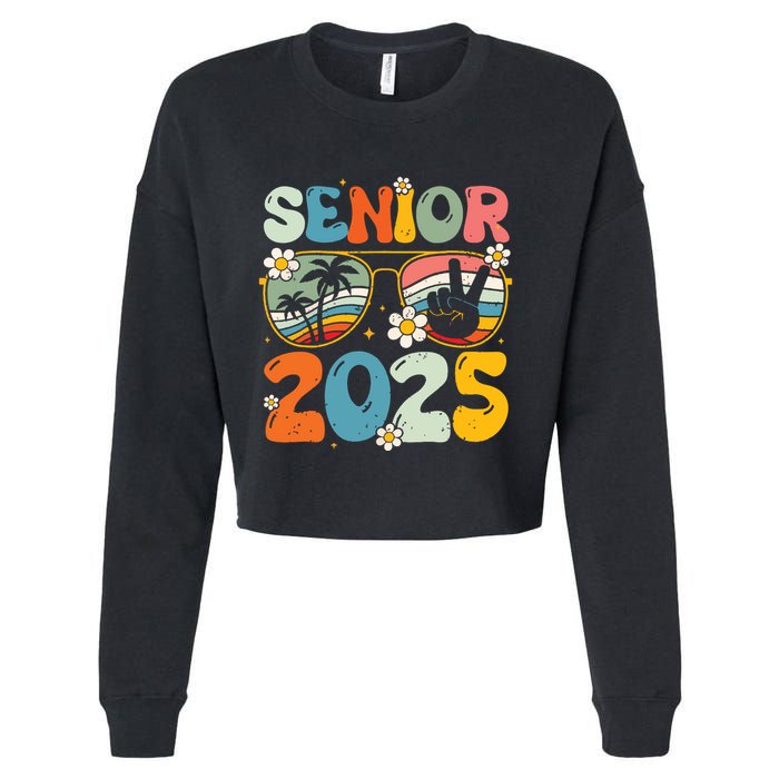 Retro Senior 2025 Back To School Class Of 2025 Graduation Cropped Pullover Crew