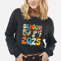 Retro Senior 2025 Back To School Class Of 2025 Graduation Cropped Pullover Crew