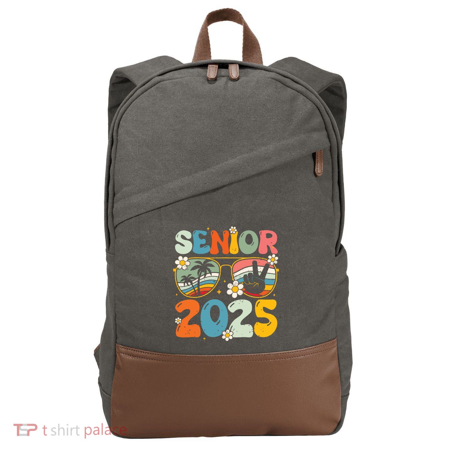 Retro Senior 2025 Back To School Class Of 2025 Graduation Cotton Canvas Backpack