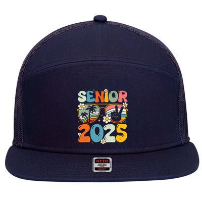 Retro Senior 2025 Back To School Class Of 2025 Graduation 7 Panel Mesh Trucker Snapback Hat