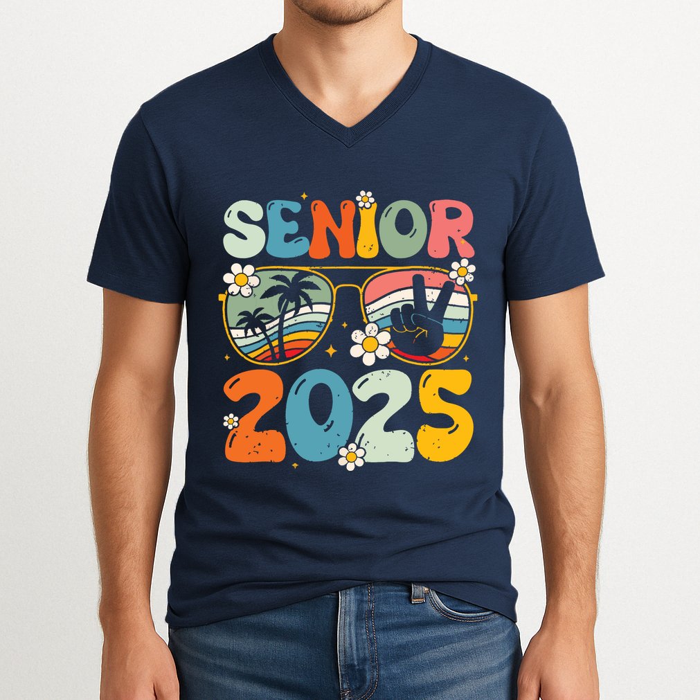 Retro Senior 2025 Back To School Class Of 2025 Graduation V-Neck T-Shirt