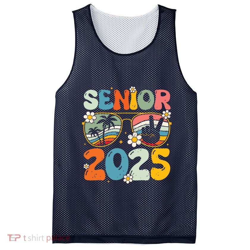 Retro Senior 2025 Back To School Class Of 2025 Graduation Mesh Reversible Basketball Jersey Tank