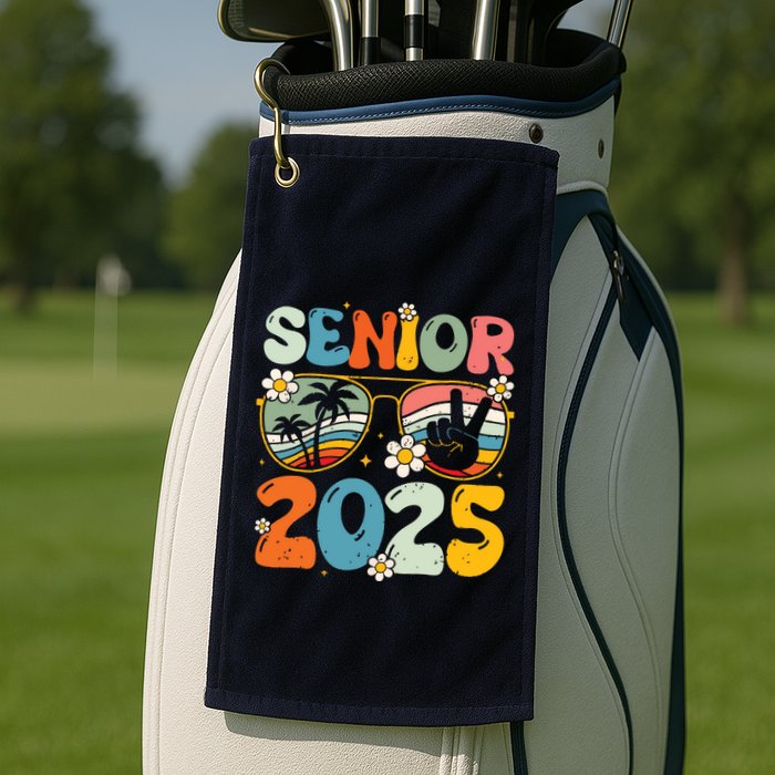 Retro Senior 2025 Back To School Class Of 2025 Graduation Golf Towel