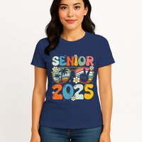 Retro Senior 2025 Back To School Class Of 2025 Graduation Womens T-Shirt