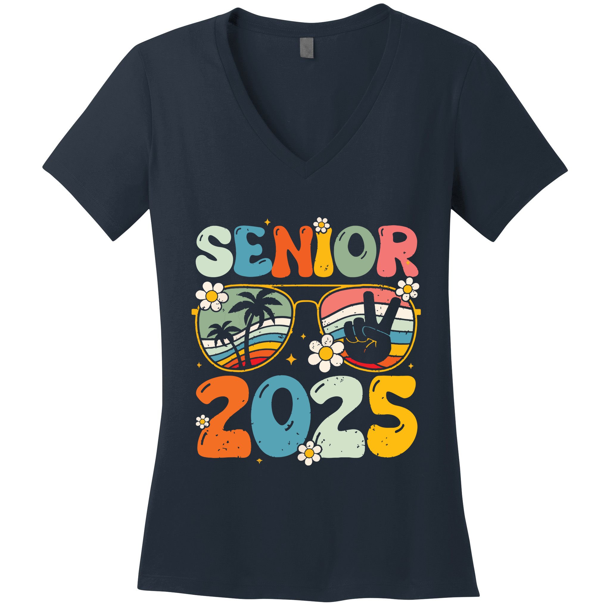Retro Senior 2025 Back To School Class Of 2025 Graduation Women's V-Neck T-Shirt