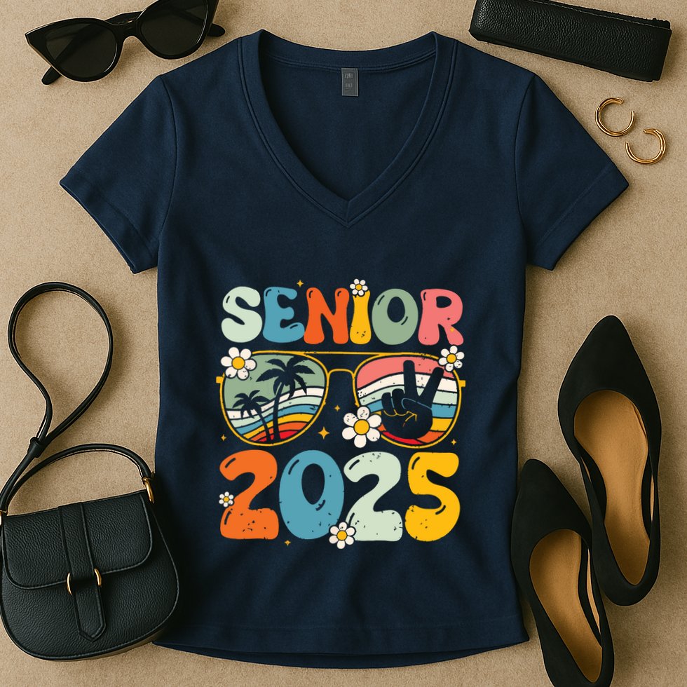 Retro Senior 2025 Back To School Class Of 2025 Graduation Women's V-Neck T-Shirt