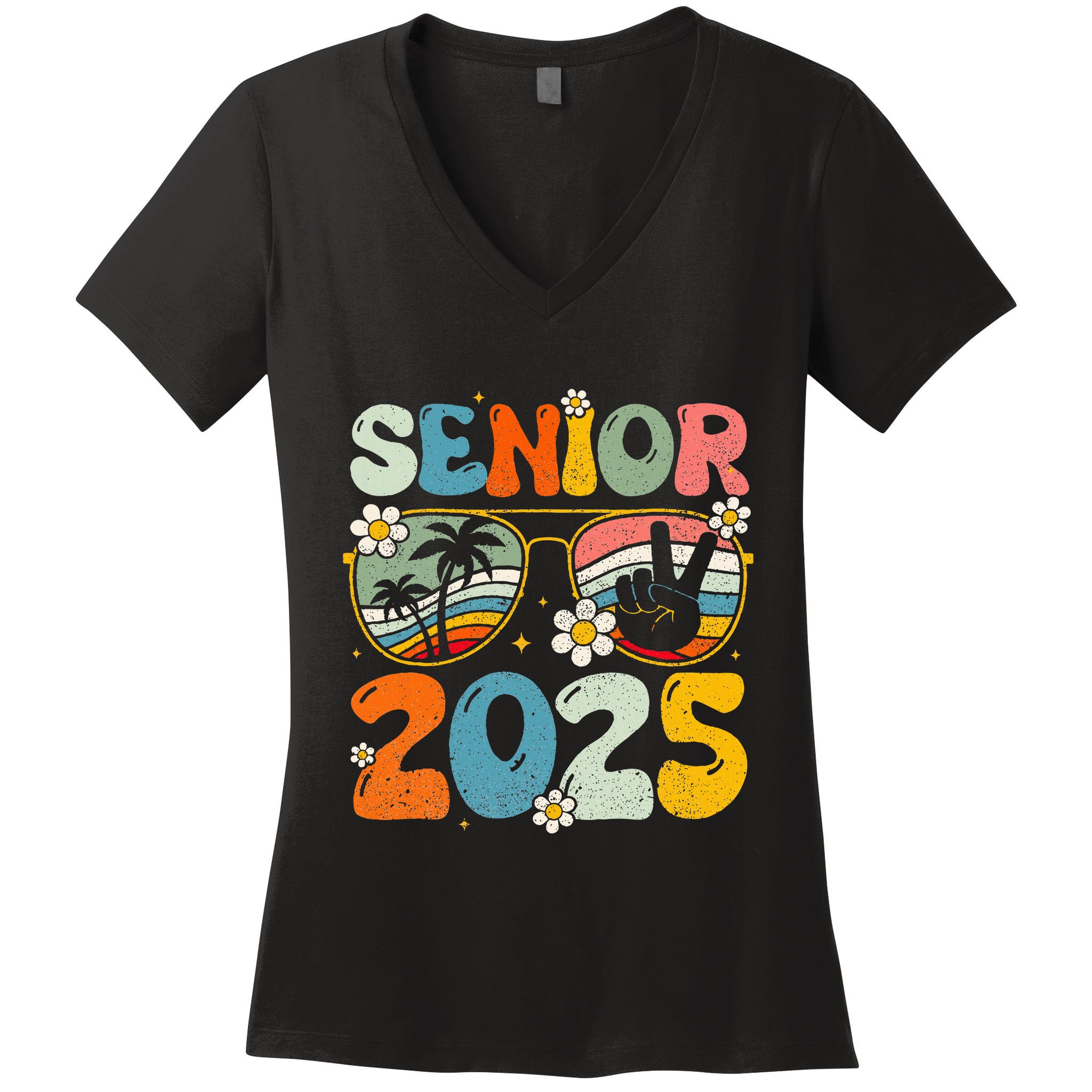 Retro Senior 2025 Back To School Class Of 2025 Graduation Women's V-Neck T-Shirt