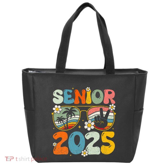 Retro Senior 2025 Back To School Class Of 2025 Graduation Zip Tote Bag