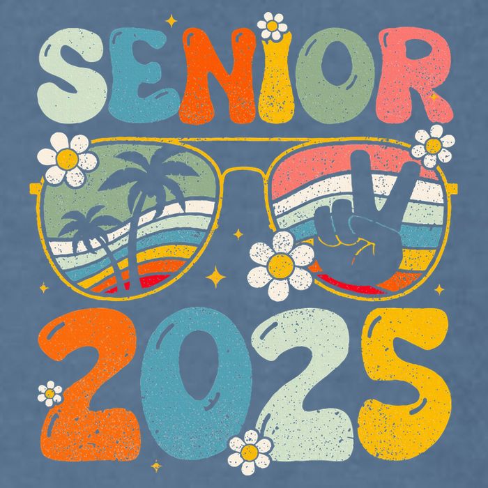 Retro Senior 2025 Back To School Class Of 2025 Graduation Garment-Dyed Sweatshirt