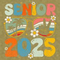 Retro Senior 2025 Back To School Class Of 2025 Graduation Garment-Dyed Women's Muscle Tee
