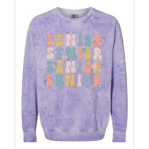 Retro Senior 2025 Groovy Floral Class Of 2025 Colorblast Crewneck Sweatshirt