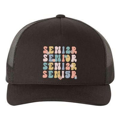Retro Senior 2025 Groovy Floral Class Of 2025 Yupoong Adult 5-Panel Trucker Hat