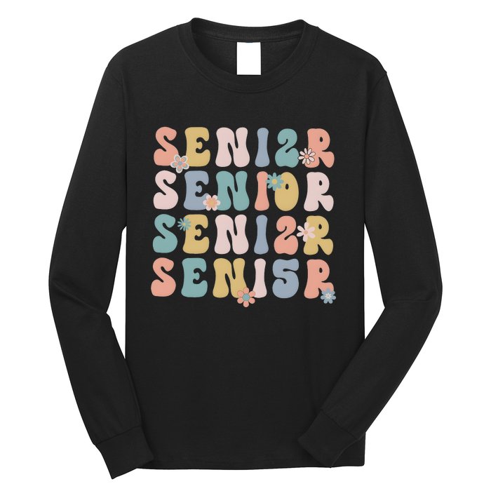 Retro Senior 2025 Groovy Floral Class Of 2025 Long Sleeve Shirt