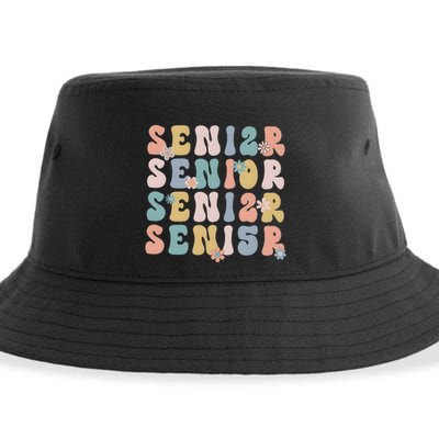 Retro Senior 2025 Groovy Floral Class Of 2025 Sustainable Bucket Hat
