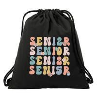 Retro Senior 2025 Groovy Floral Class Of 2025 Drawstring Bag