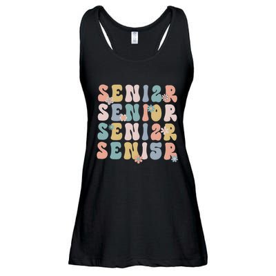 Retro Senior 2025 Groovy Floral Class Of 2025 Ladies Essential Flowy Tank