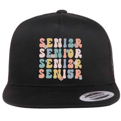 Retro Senior 2025 Groovy Floral Class Of 2025 Flatbill Hat