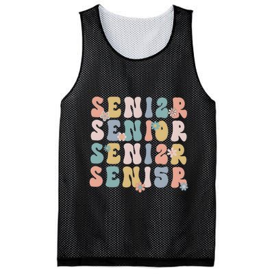 Retro Senior 2025 Groovy Floral Class Of 2025 Mesh Reversible Basketball Jersey Tank