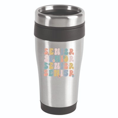 Retro Senior 2025 Groovy Floral Class Of 2025 16oz Travel Tumbler