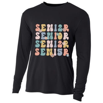 Retro Senior 2025 Groovy Floral Class Of 2025 Cooling Performance Long Sleeve Crew