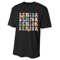 Retro Senior 2025 Groovy Floral Class Of 2025 Performance Sprint T-Shirt